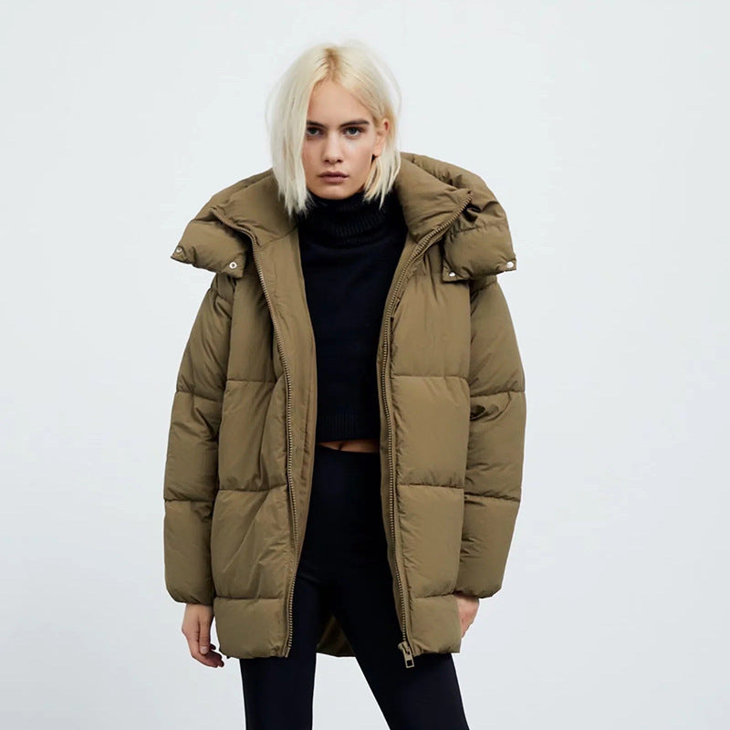 European And American Style Street Loose Hooded Simple Padded Jacket