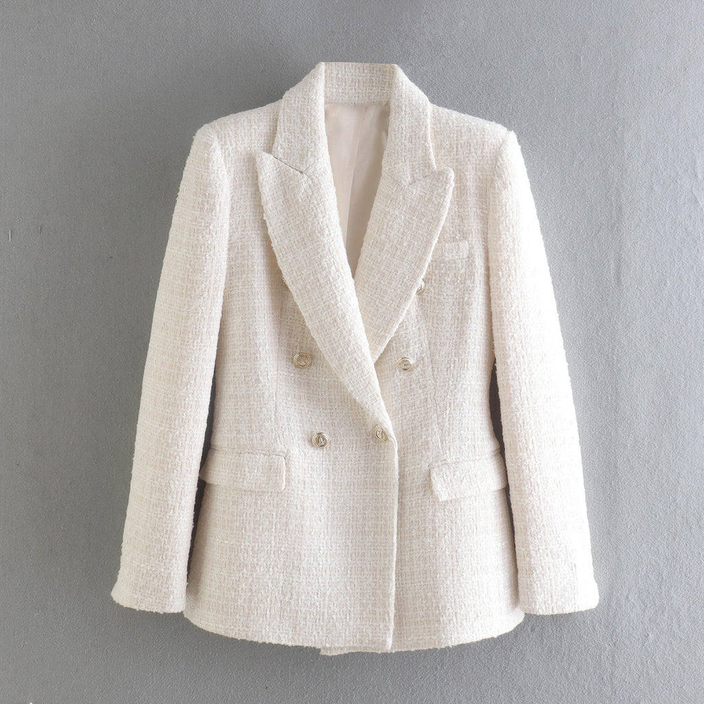 New European And American Women's Textured Double-breasted Blazer