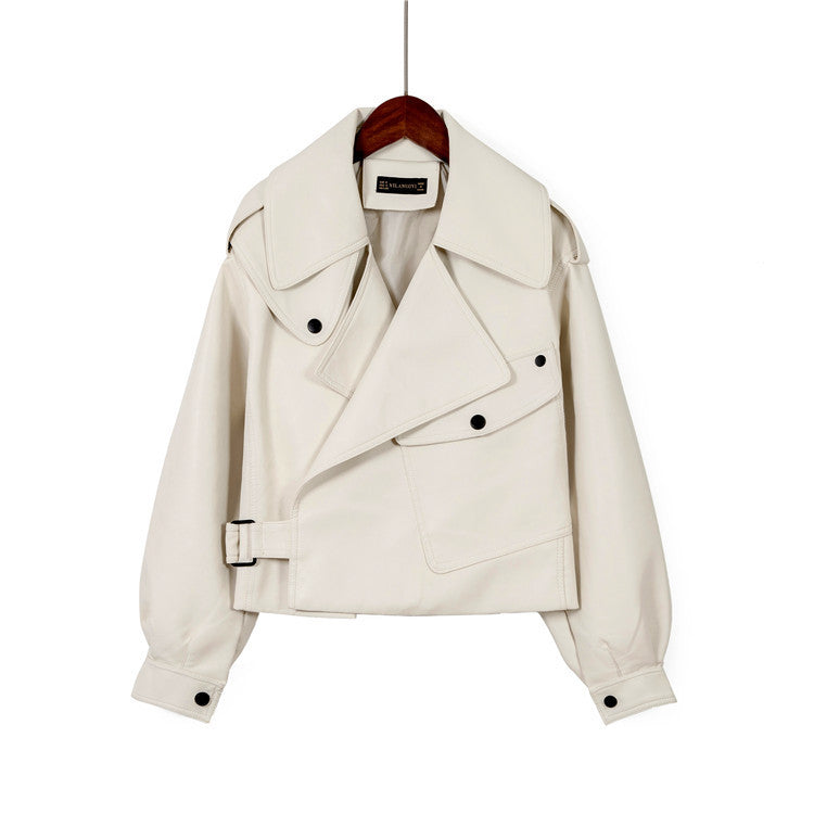 Men's Loose Cropped Leather Motorcycle Jacket