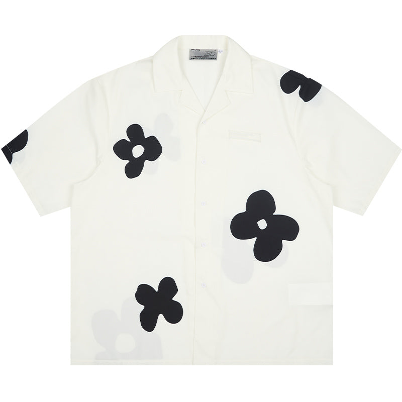 Hand-Sketched Floral Cuban Collar Shirt