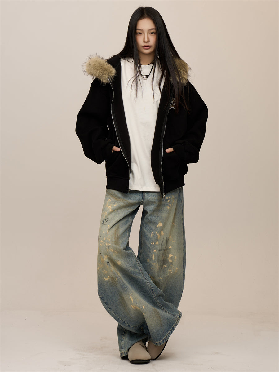 Retro Stitch Casual Zip Jacket