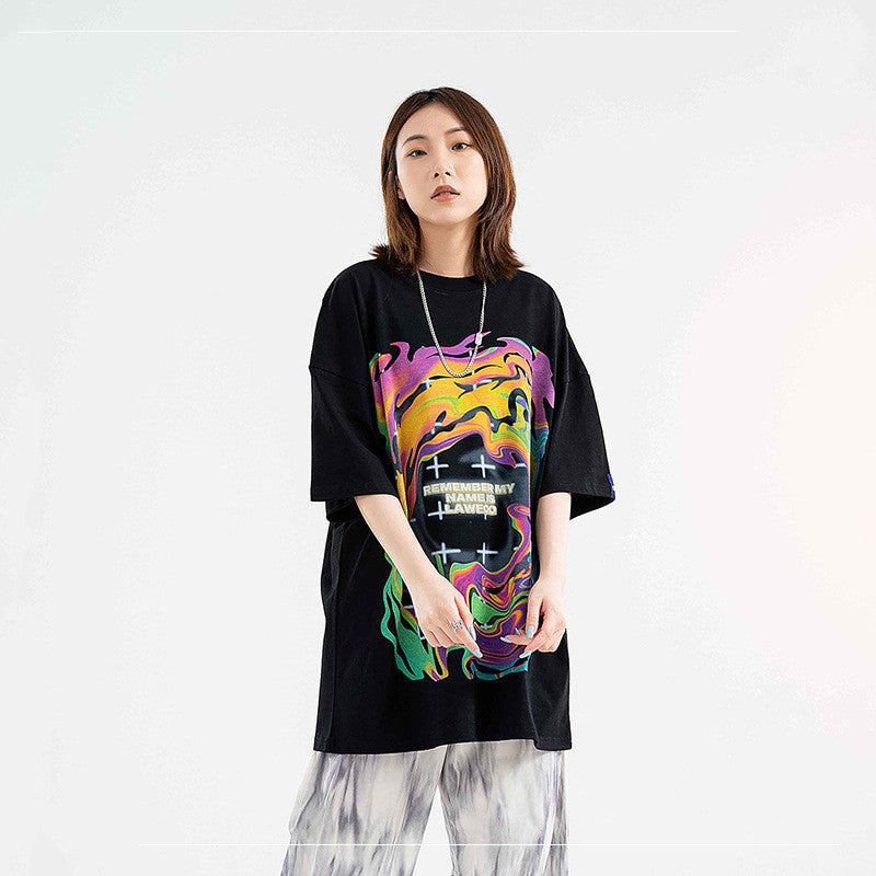 AquaFlow Liquid Print Oversized Tee