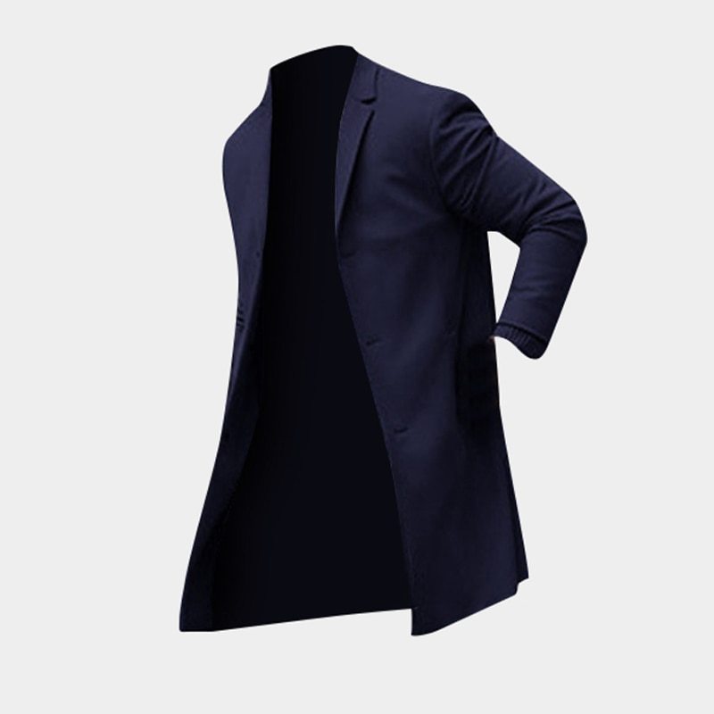 Fashion Winter Men's Trench Long Jackets Coats Overcoat Classic Jackets Solid Slim Fit Outwear Hombre Men Clothes