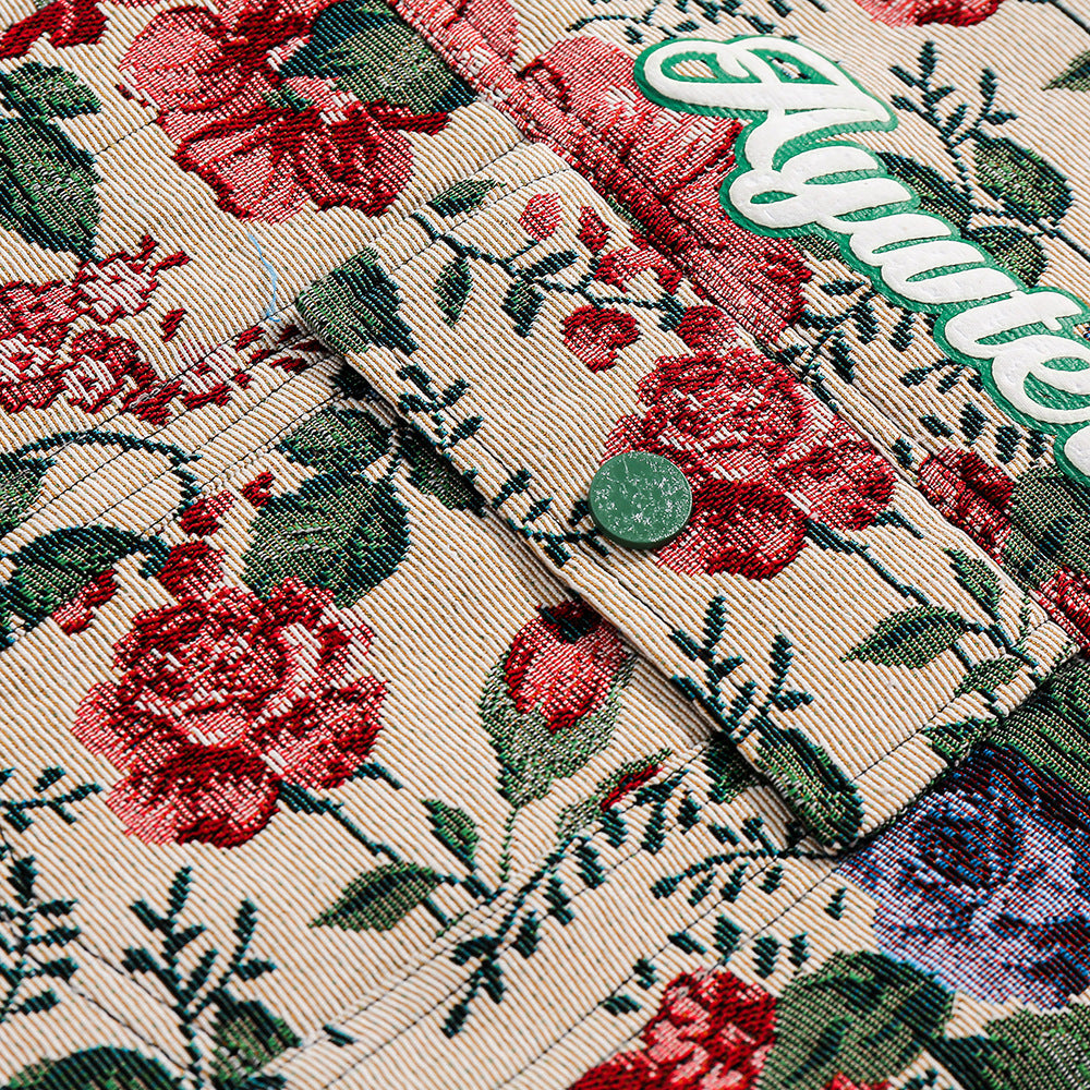 American Retro Yarn-Dyed Floral Baggy Jacket