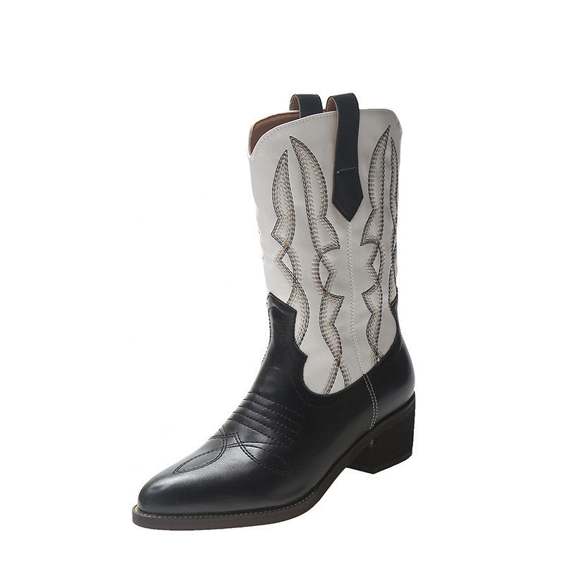 Pointed Toe Thick Heel Boots