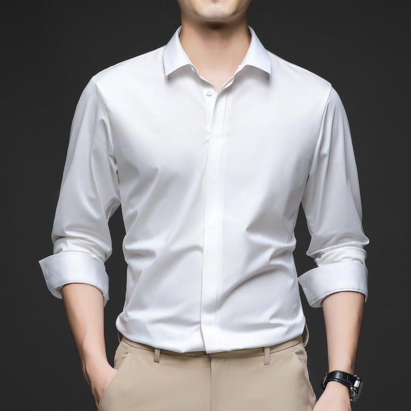 Men's Seamless Ice-Silk Half-Sleeve Formal Shirt