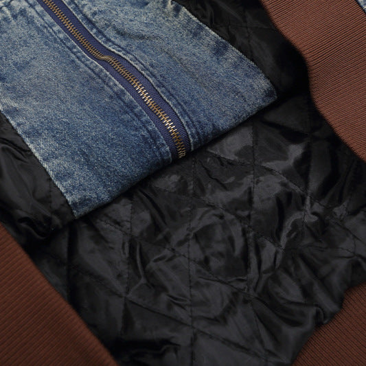 Embroidered Denim Baseball Jacket