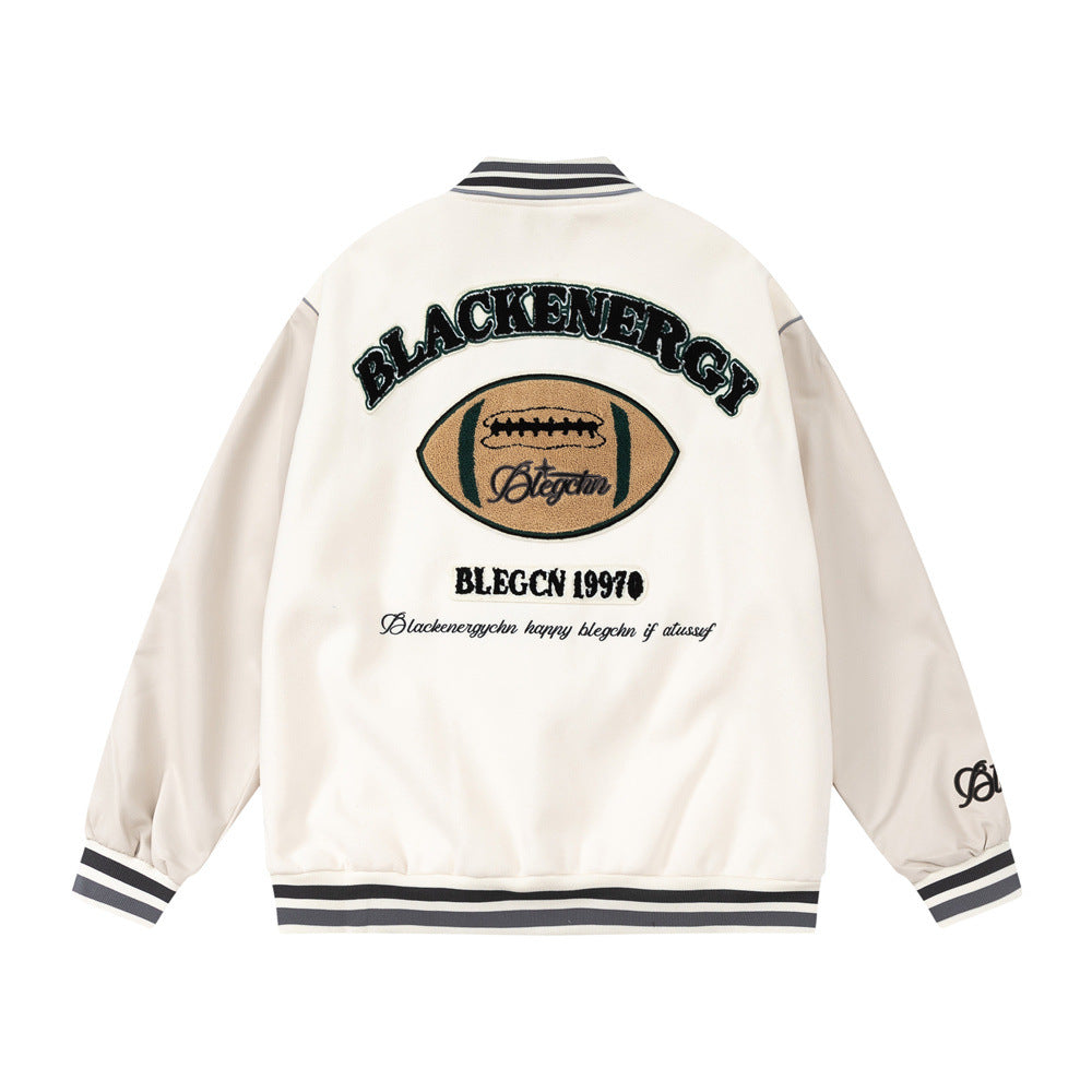 RugbyCraft Embroidered Leather Jacket