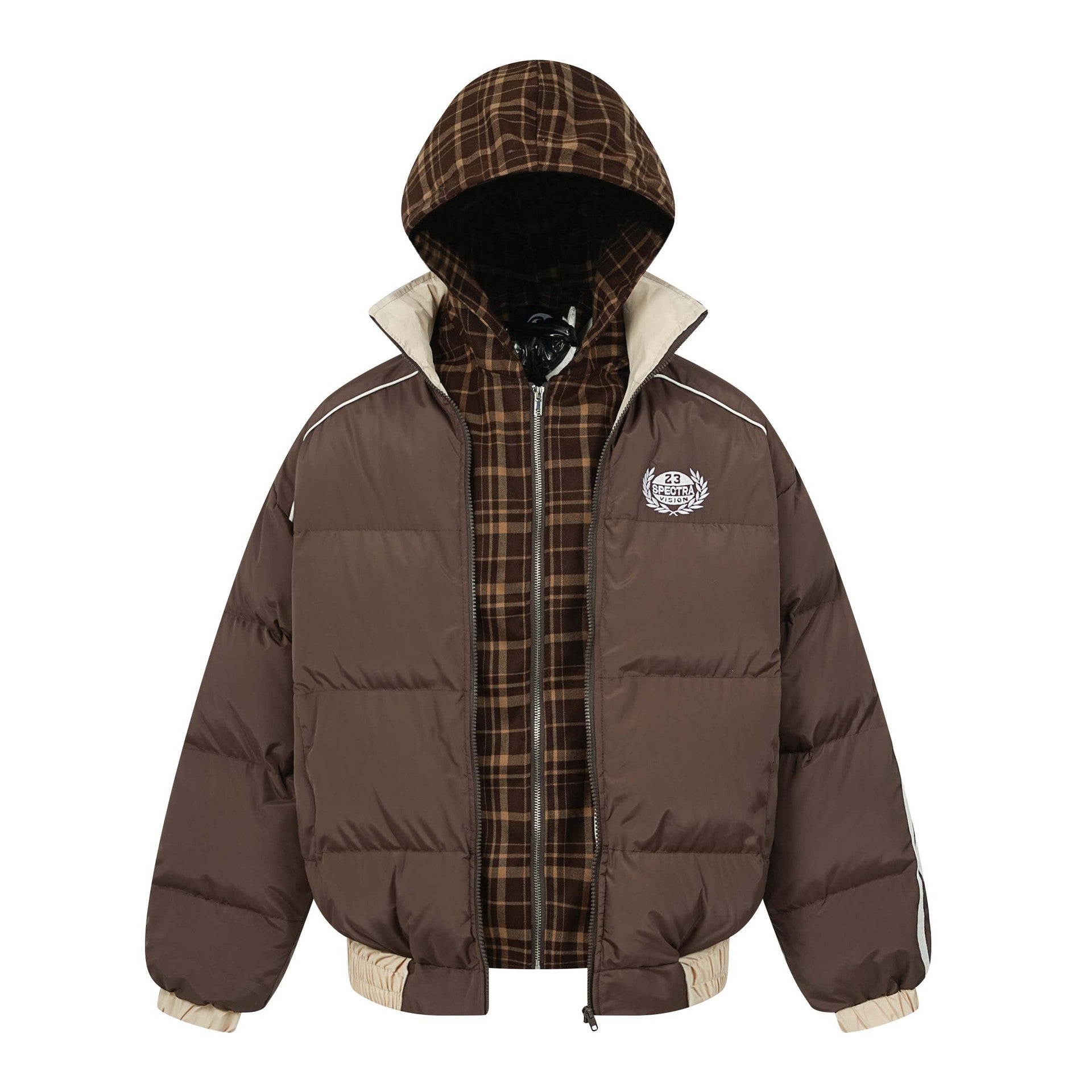 DualLayer Letter Embroidered Hooded Jacket