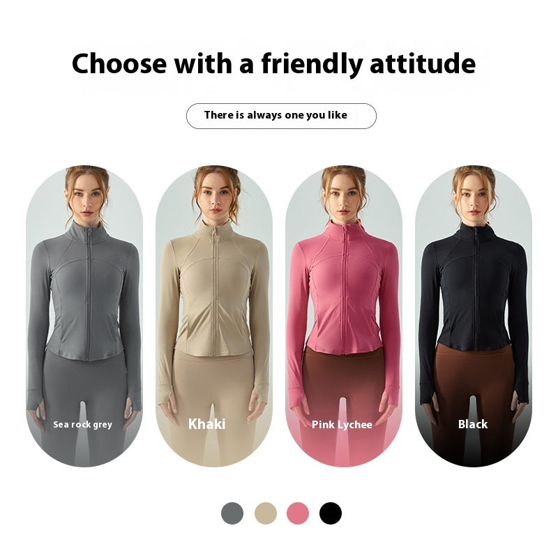 Autumn And Winter Slim Fit Slimming Zipper Yoga Clothes Long Sleeve Outdoor Workout Top