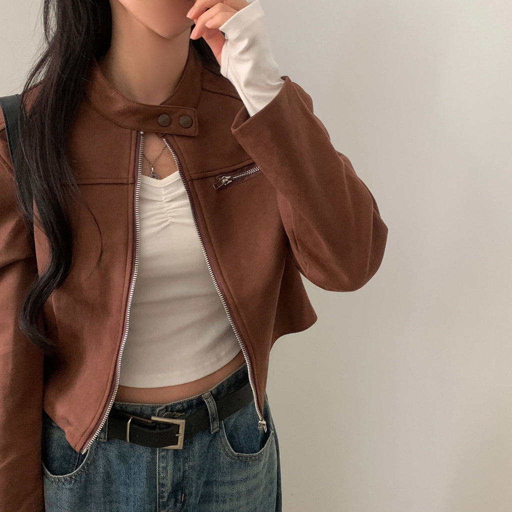 Suede Motorcycle Short Jacket