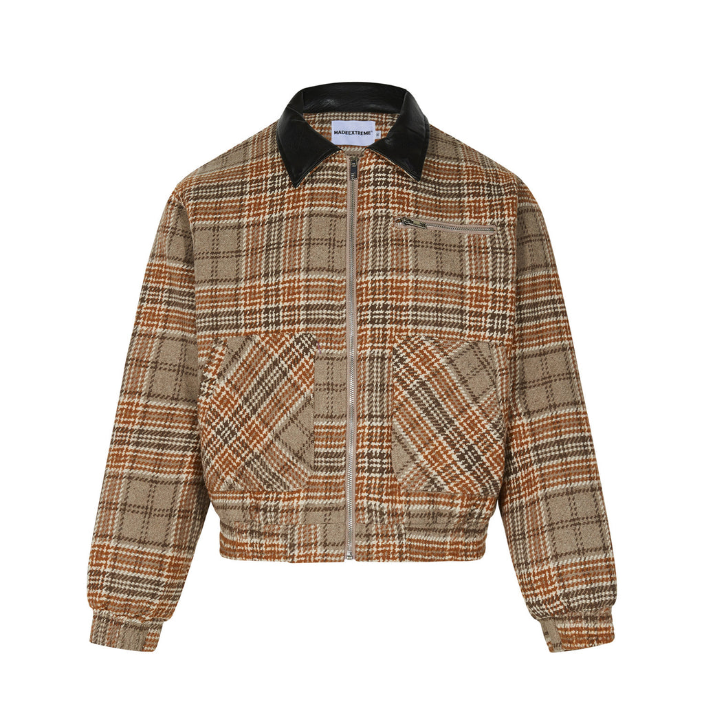 HeritageGrid Unisex Retro Plaid Turn-Down Collar Coat