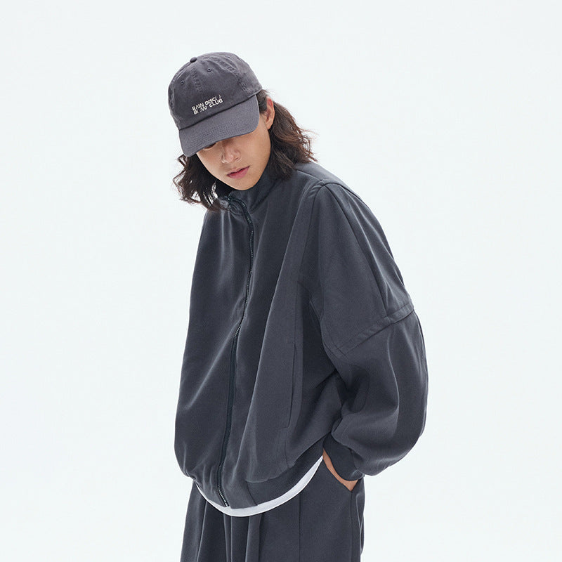 Retro Stand-Collar Sport Zip Sweater