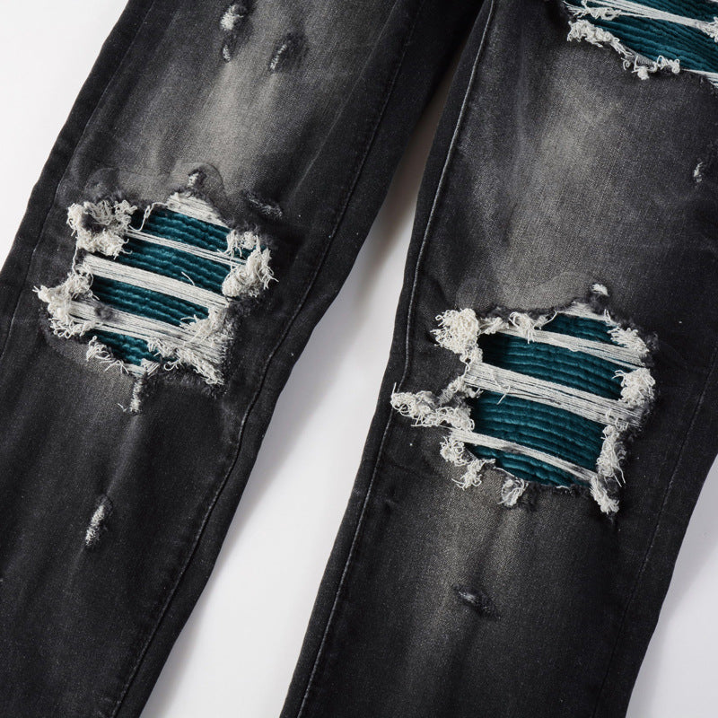 Leisure Washed & Distressed Button Jeans