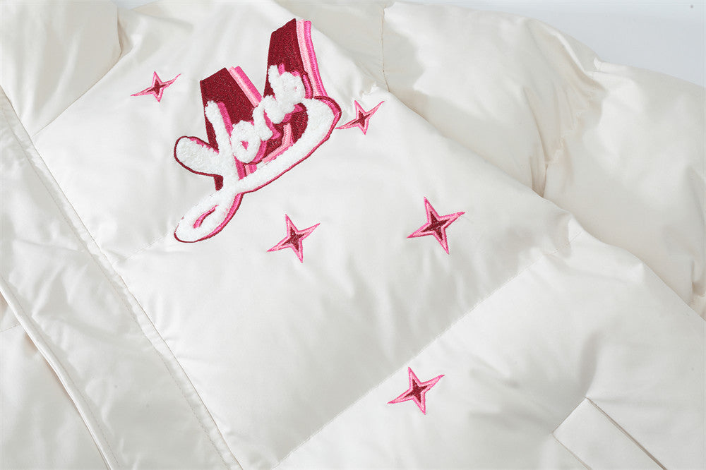 Letter Printing Stand Collar Cotton-padded Coat Men