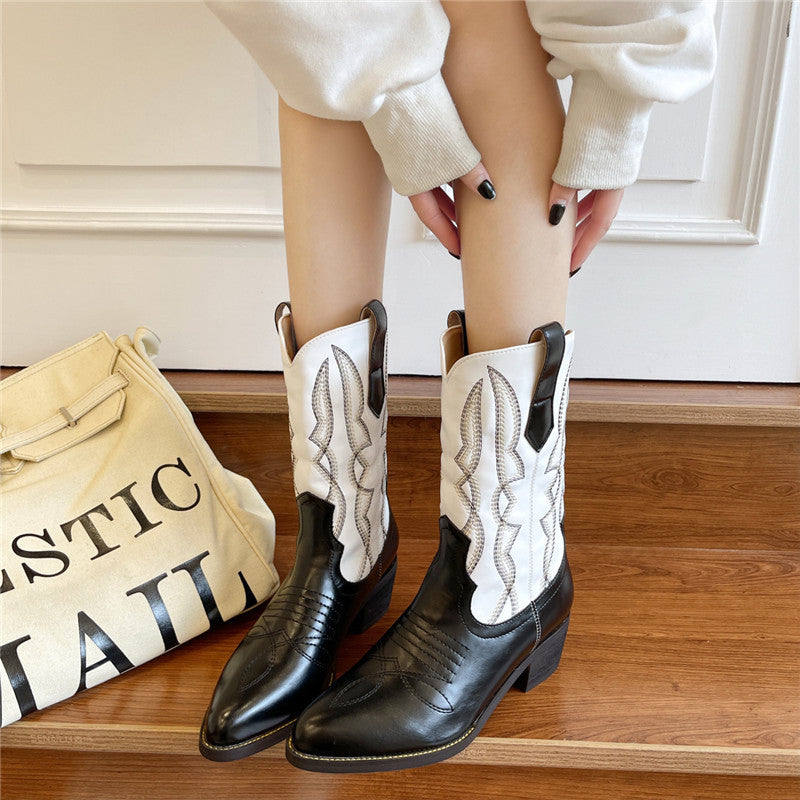 Pointed Toe Thick Heel Boots