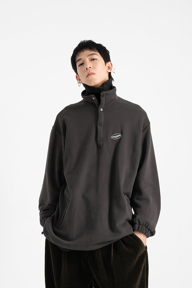 Retro Stand Collar Plus Velvet Pullover Sweater