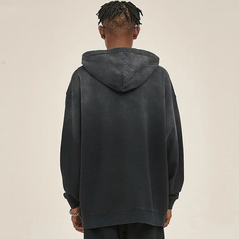 Monkey Wash Gradient Washing Digital Printing Men's Sweater Loose Hoodie