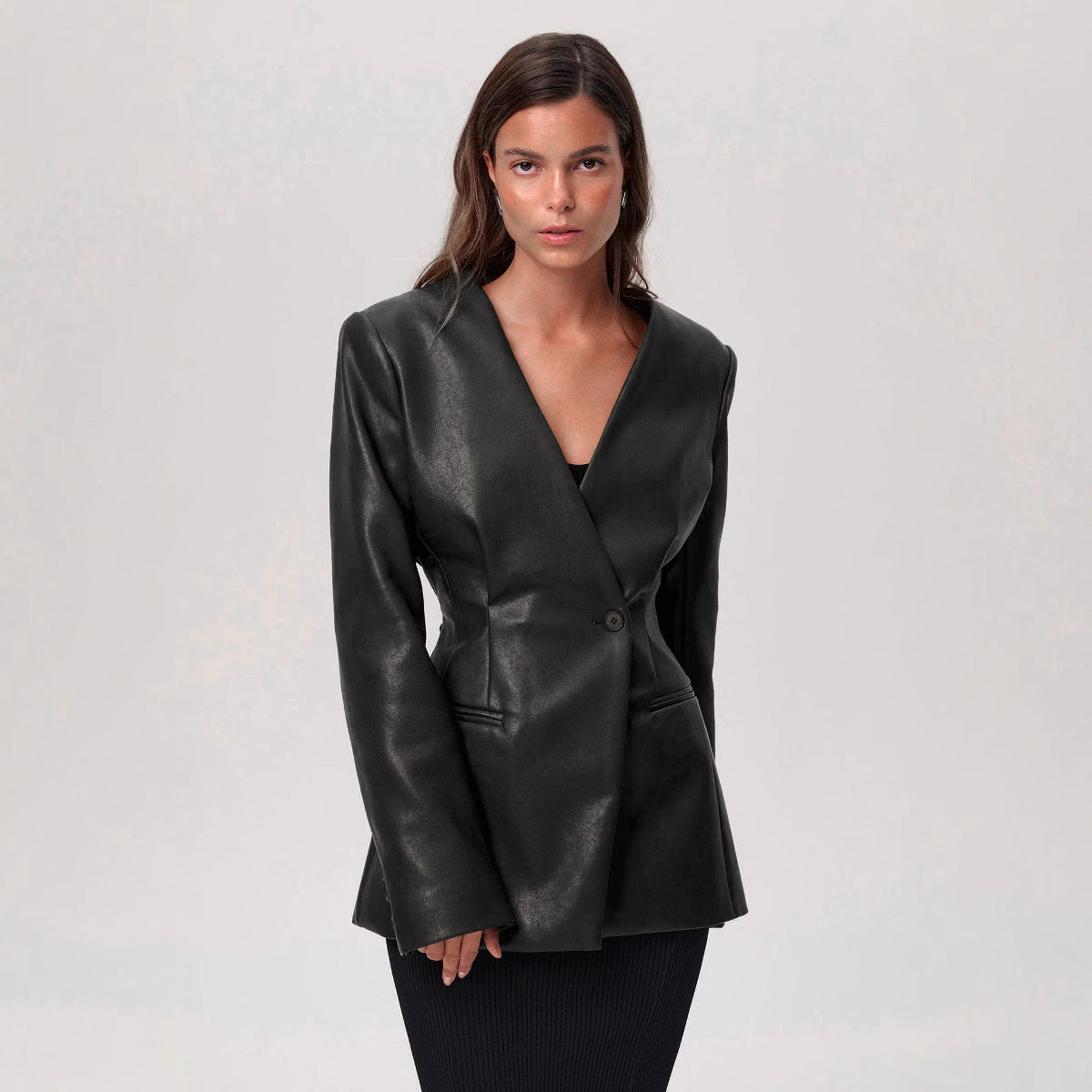 Luxury Green Leather Coat
