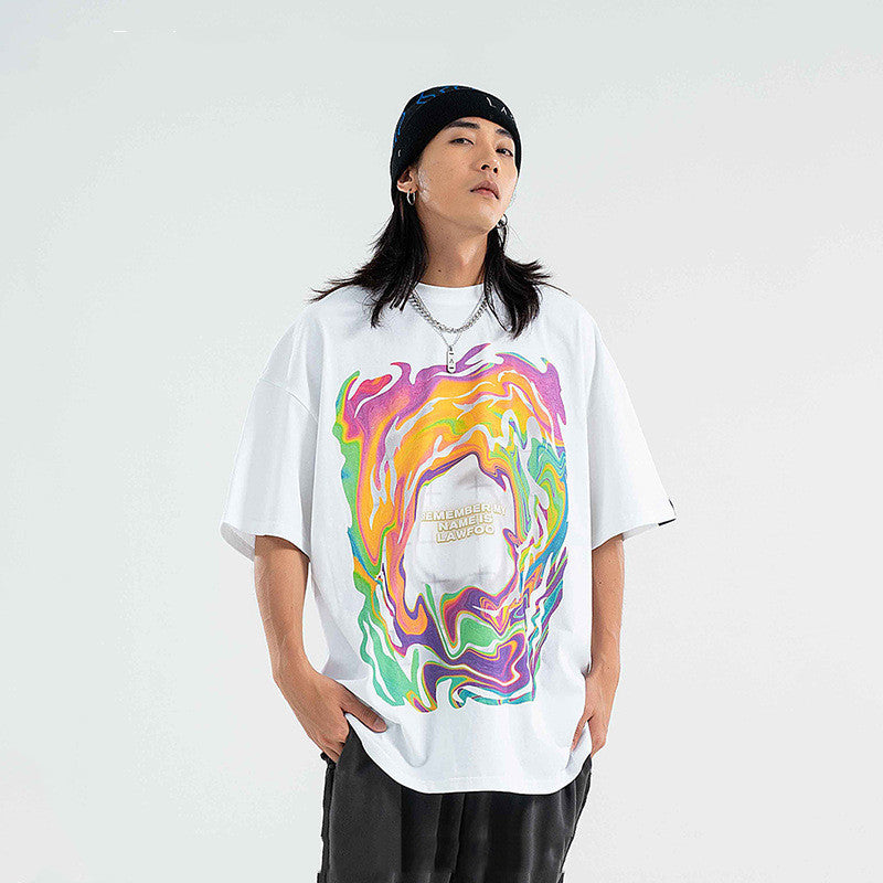 AquaFlow Liquid Print Oversized Tee