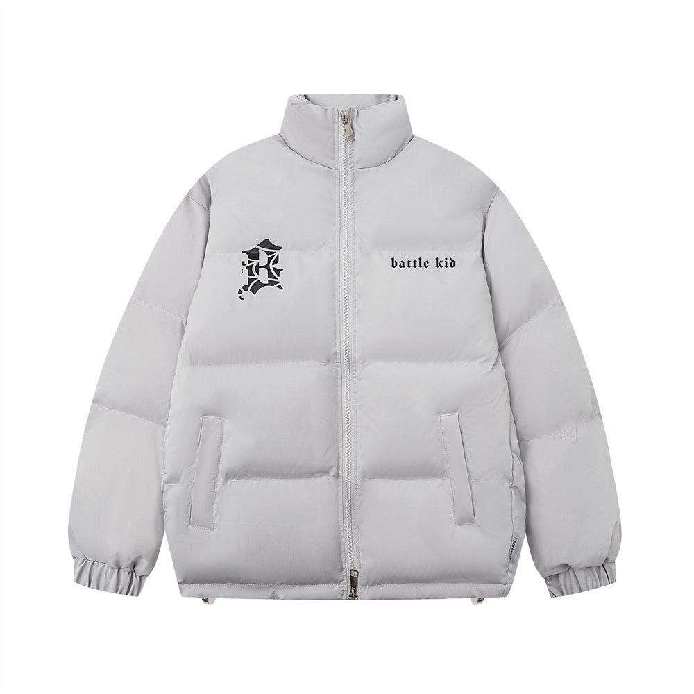 Dark Spider Print Stand Collar Bread Cotton Coat Jacket