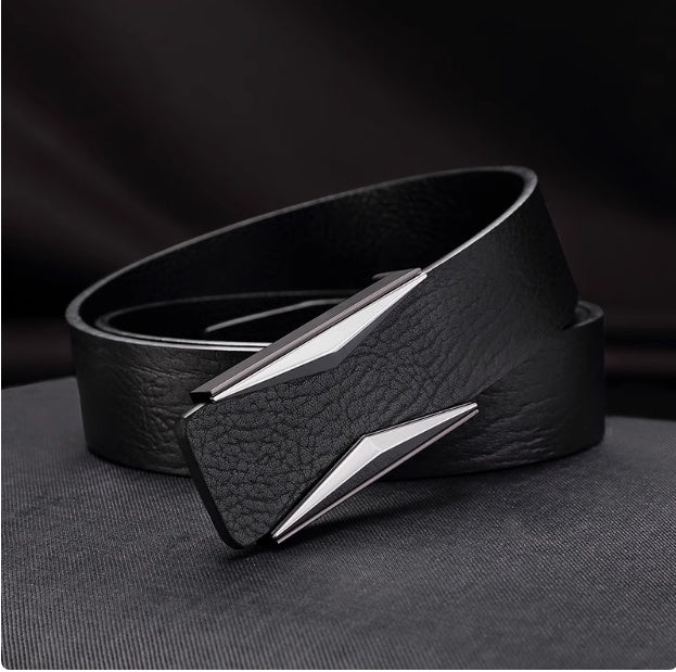 Simple And Elegant Belt Men's Middle-aged Korean Style Smooth Buckle