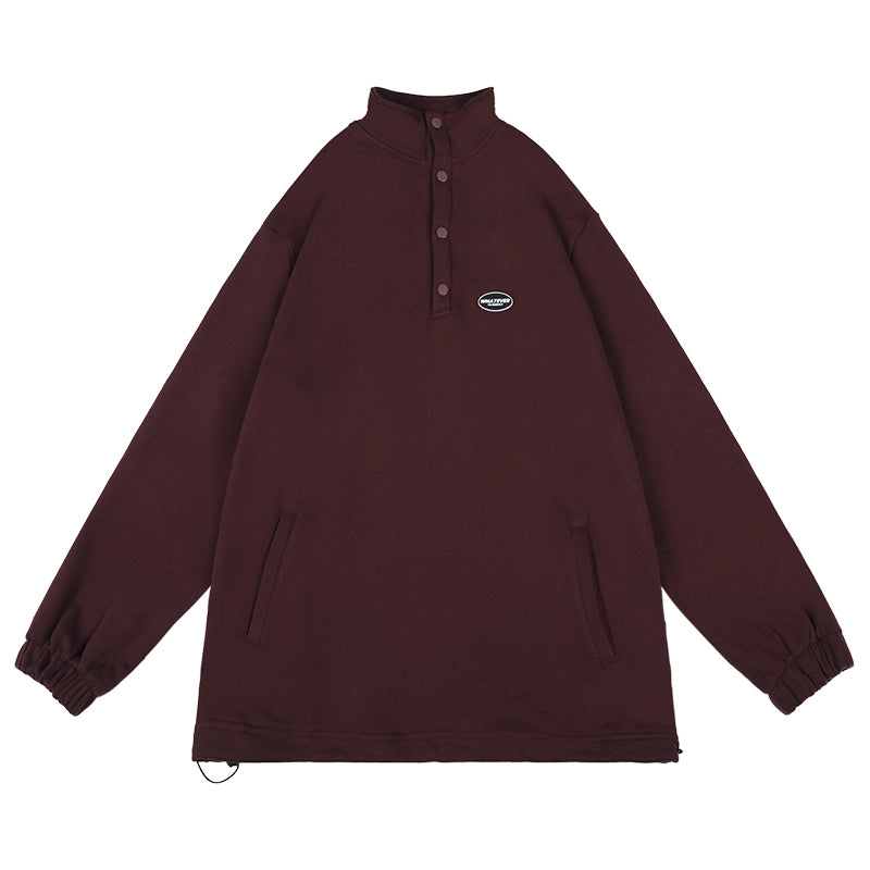 Retro Stand Collar Plus Velvet Pullover Sweater