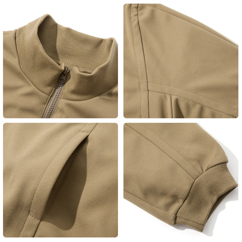 Retro Stand-Collar Sport Zip Sweater