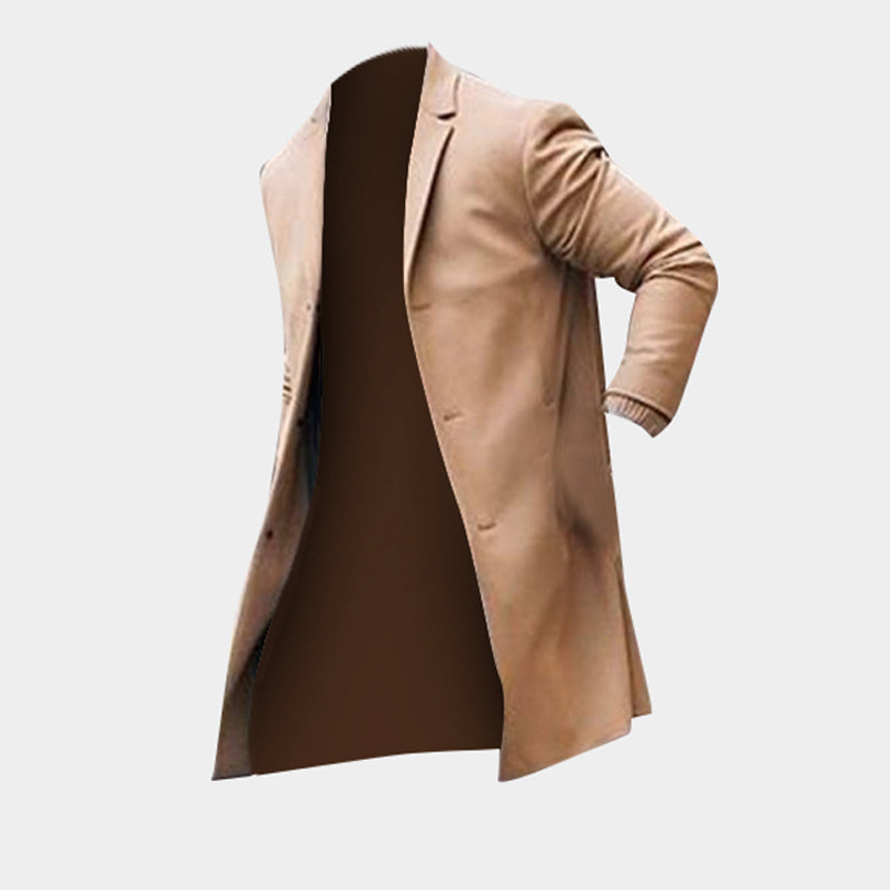 Fashion Winter Men's Trench Long Jackets Coats Overcoat Classic Jackets Solid Slim Fit Outwear Hombre Men Clothes
