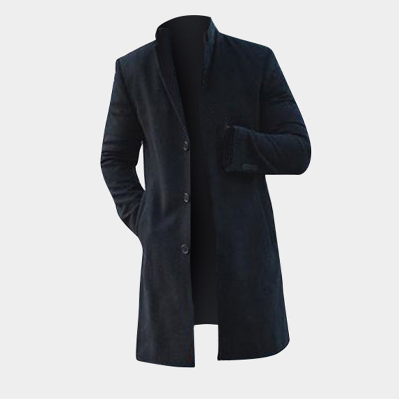 Fashion Winter Men's Trench Long Jackets Coats Overcoat Classic Jackets Solid Slim Fit Outwear Hombre Men Clothes