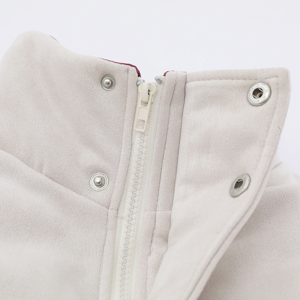 High Street Fashion Brand Embroidered Letters Stand-up Collar Cotton-padded Coat Coat