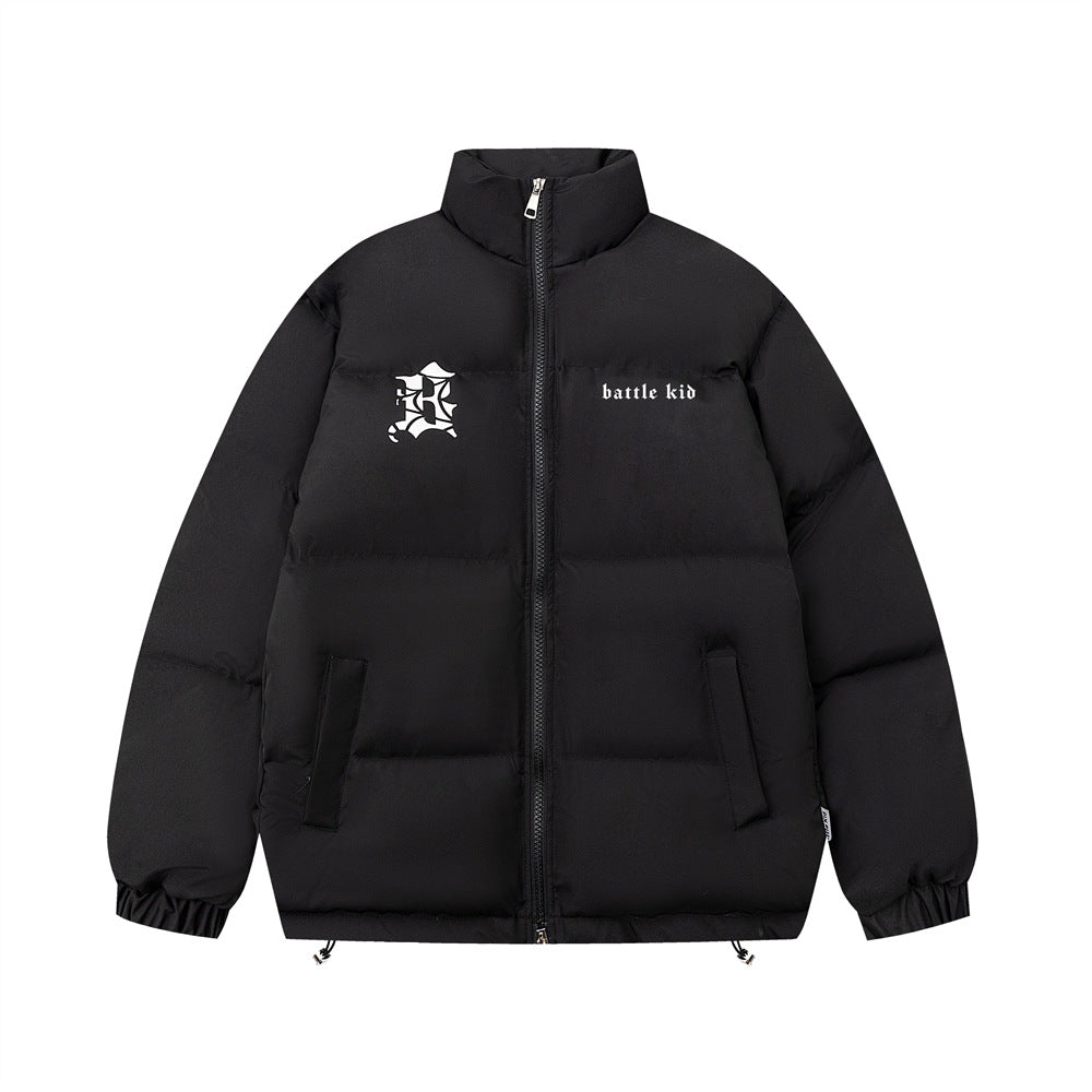 Dark Spider Print Stand Collar Bread Cotton Coat Jacket