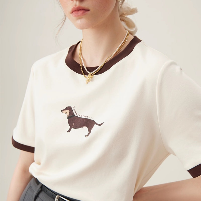 Retro Contrast Color Short-Sleeve T-Shirt