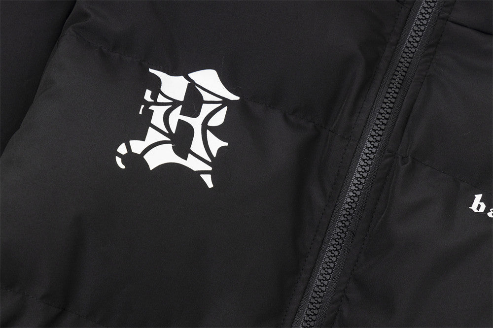 Dark Spider Print Stand Collar Bread Cotton Coat Jacket