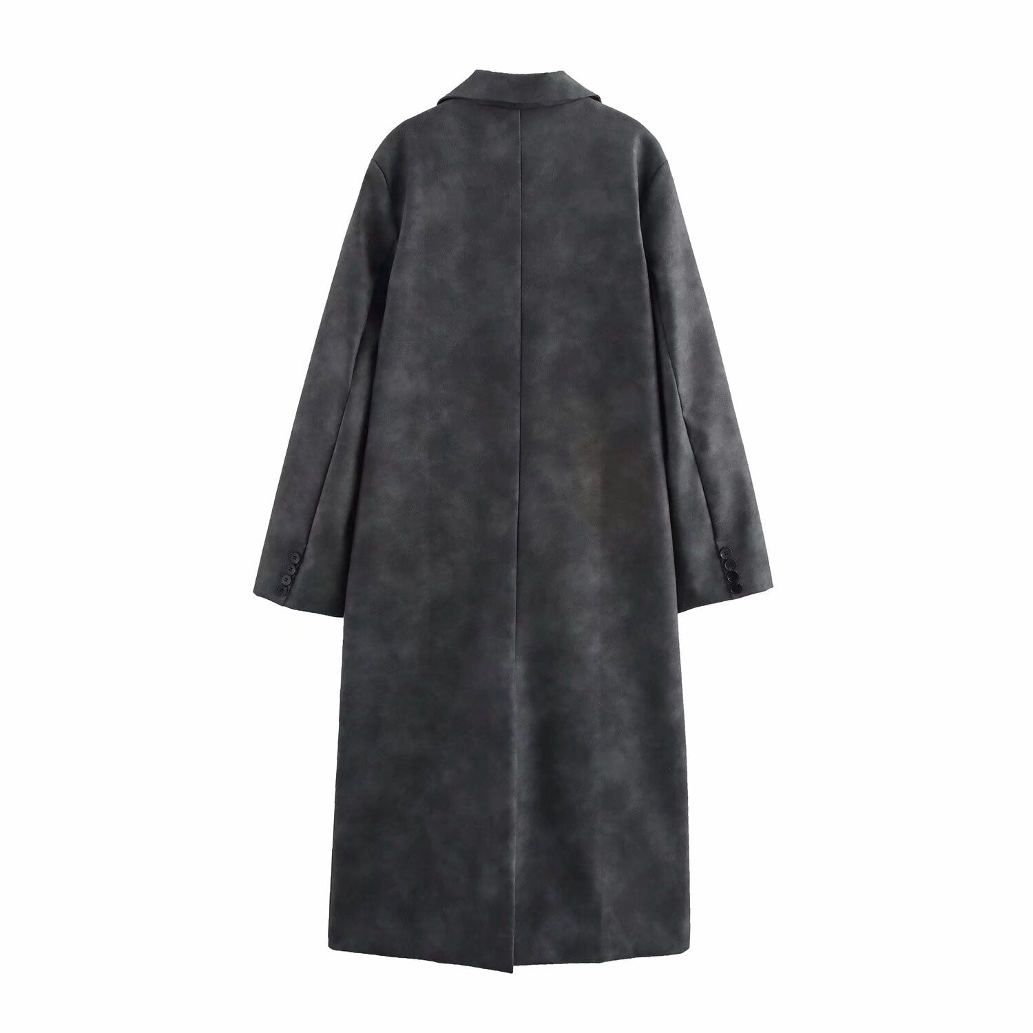 Premium Leather Single-Breasted Overcoat