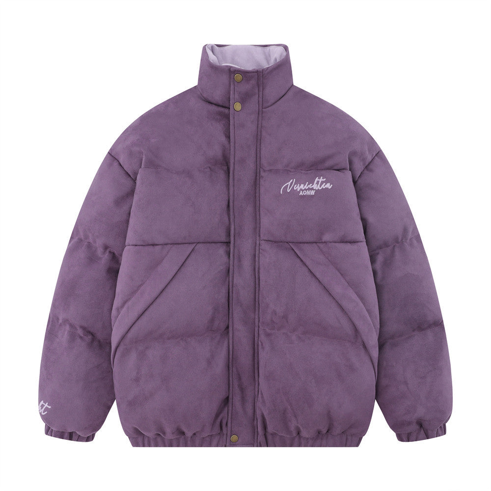High Street Fashion Brand Embroidered Letters Stand-up Collar Cotton-padded Coat Coat