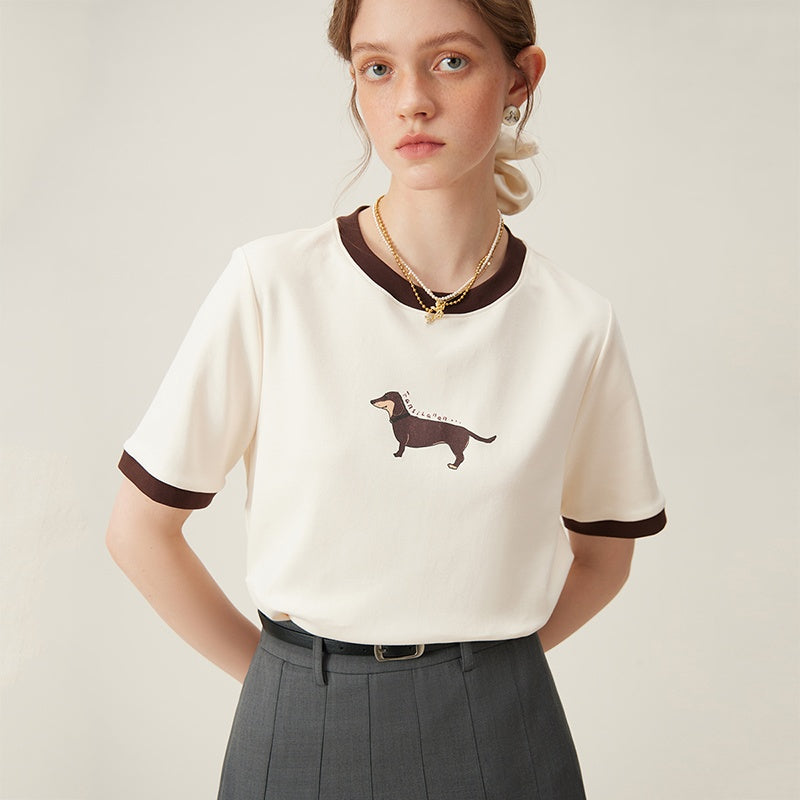 Retro Contrast Color Short-Sleeve T-Shirt