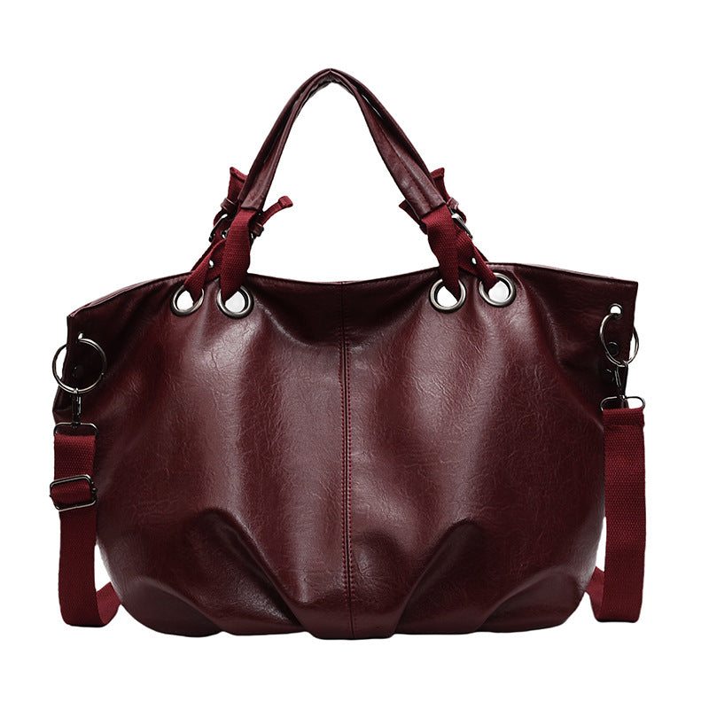 Solid Color Portable One-shoulder Tote Women's Bag