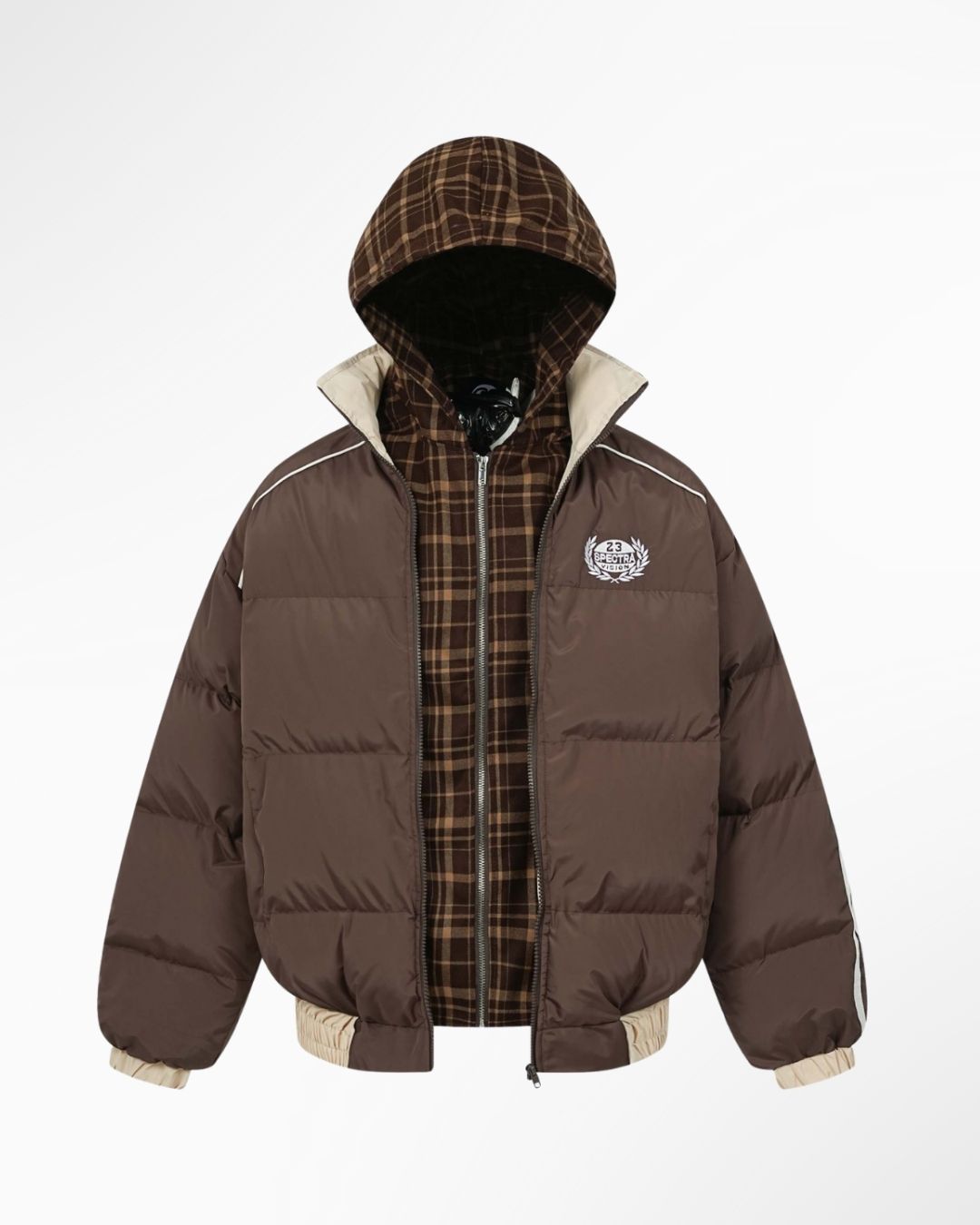 DualLayer Letter Embroidered Hooded Jacket