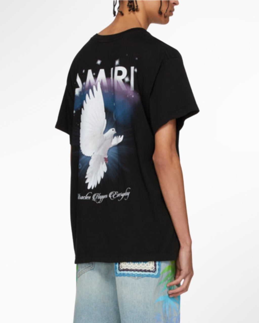 Rainbow Peace Dove Letter Print Short Sleeve T-Shirt
