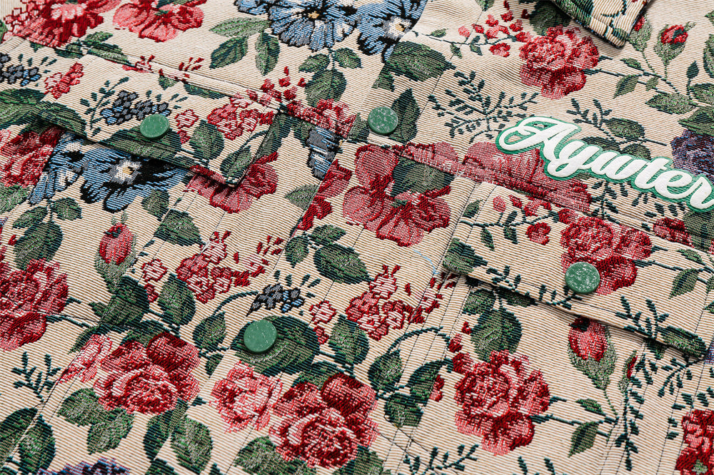 American Retro Yarn-Dyed Floral Baggy Jacket