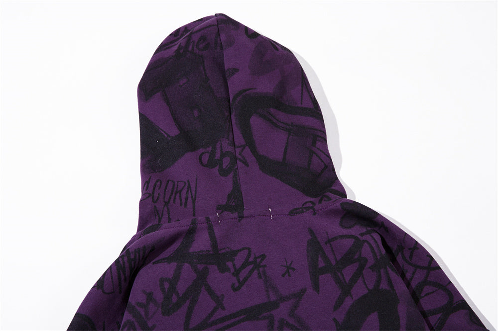 Men’s Graffiti Print Hoodie – Urban Street Edition