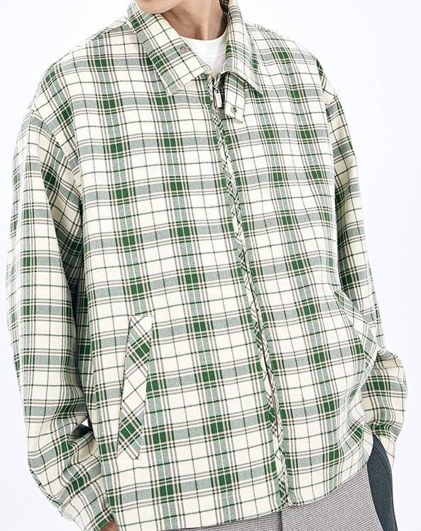 Original Design Jacket Green Plaid Fabric