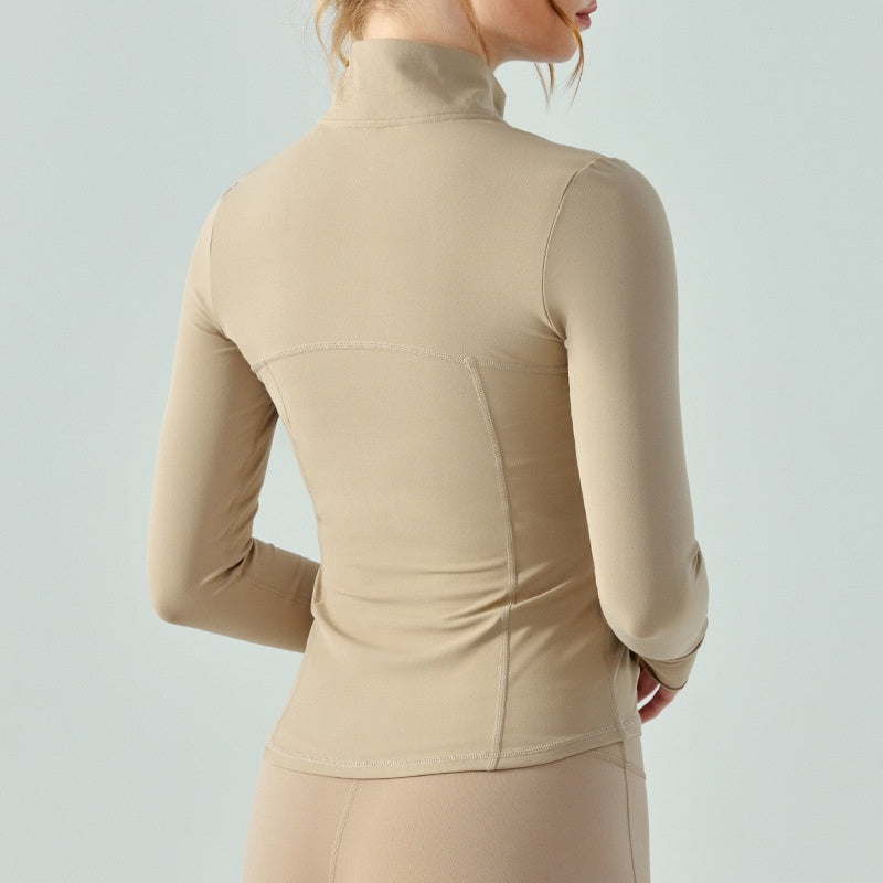 Autumn And Winter Slim Fit Slimming Zipper Yoga Clothes Long Sleeve Outdoor Workout Top