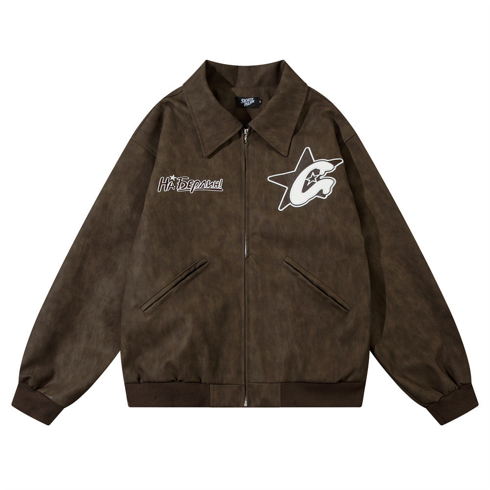 Men’s Leather Polo Collar Jacket