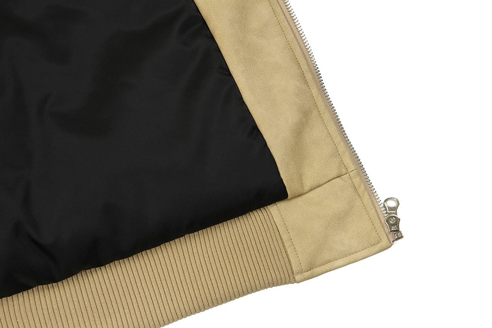 Men’s Embroidered Signature PU Leather Jacket