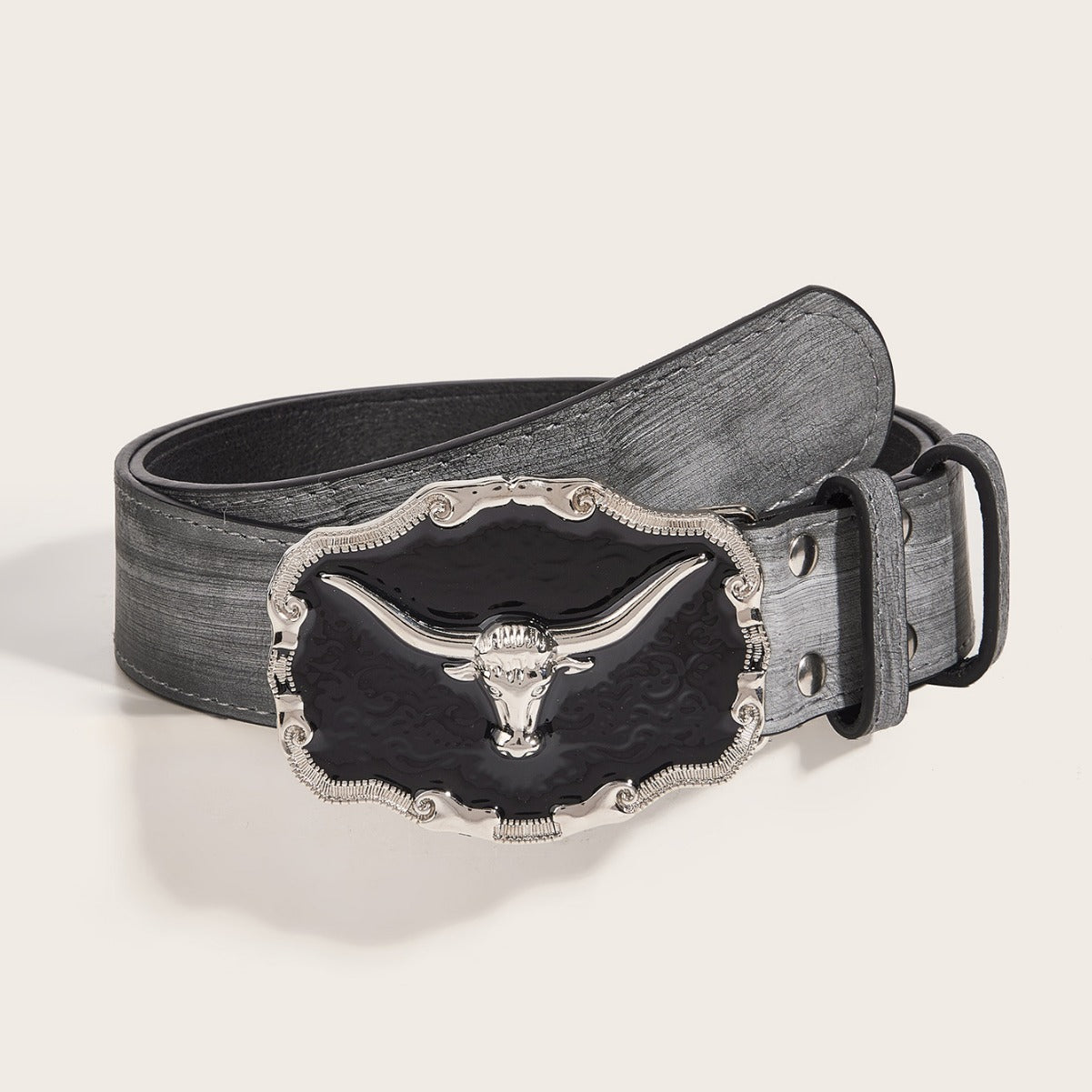 Retro Domineering Epoxy Cattle Head Buckle Women's Casual Men's Jeans Strap Personality Belt