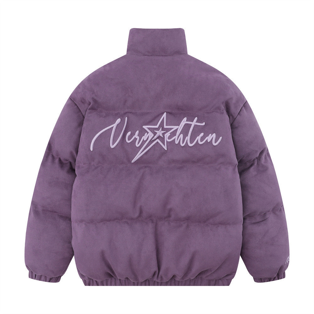 High Street Fashion Brand Embroidered Letters Stand-up Collar Cotton-padded Coat Coat