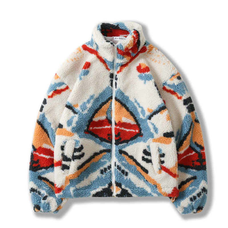 Jacket Coat Loose Stand-up Collar Zipper Couple Baseball Padded