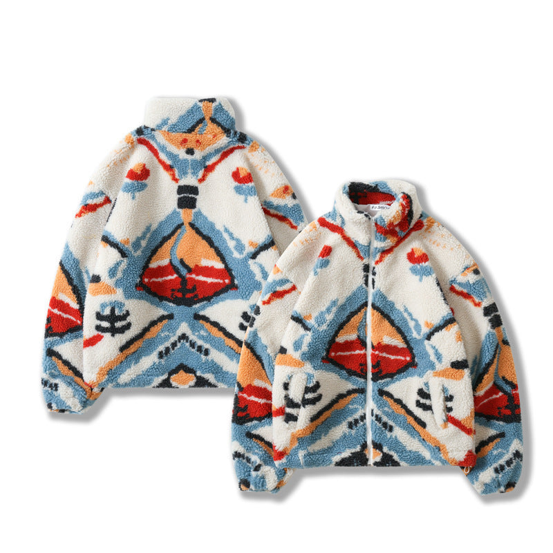 Jacket Coat Loose Stand-up Collar Zipper Couple Baseball Padded